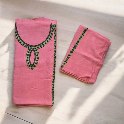 Unstitched  Kashmiri Suit - Pure Wool - Hand Embroidered Pink